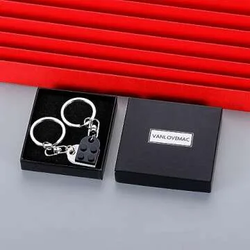 VANLOVEMAC Couples Matching Keychain for Boyfriend Girlfriend Boo Basket Stuffers for Women Friends Christmas Anniversary Valentines Day Gifts for Him Her Birthday Gifts Matching Keychain