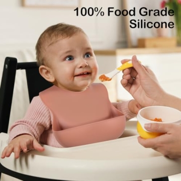 Eascrozn Silicone Baby Bibs Set - Easy to Clean, Adjustable