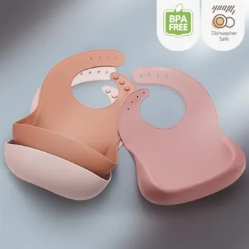 Eascrozn Silicone Baby Bibs Set - Easy to Clean, Adjustable