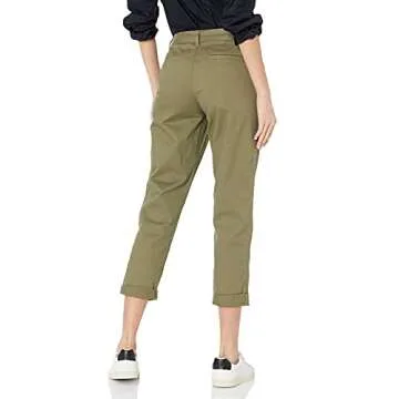 Amazon Essentials Women's Mid-Rise Slim-Fit Cropped Tapered Leg Khaki Pant in Washed Olive