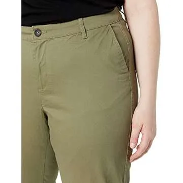 Stylish Mid-Rise Slim-Fit Cropped Khaki Pants for Women