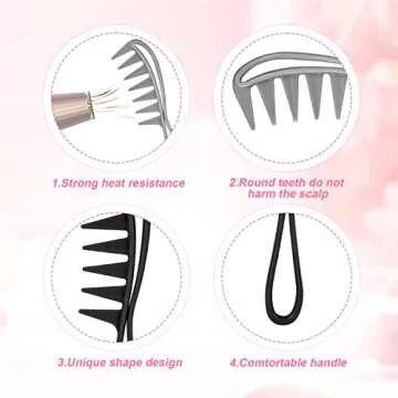 2 Pcs Wide Tooth Comb Set for Curly Hair Styling