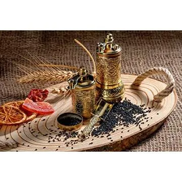 Grinder Set - Herb Grinder - Pepper Grinder Mill - Pepper Mill - Spice Grinder - Pepper Mill Grinder with Crank Handle - Spice Grinder Manual (Gold)