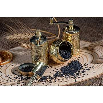 Grinder Set - Herb Grinder - Pepper Grinder Mill - Pepper Mill - Spice Grinder - Pepper Mill Grinder with Crank Handle - Spice Grinder Manual (Gold)