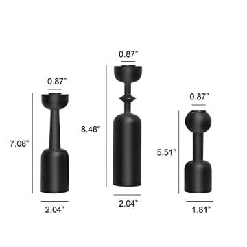 Candle Holder Black Candlestick Holders - Wood Candle Stick Candle Holder Set, Black Modern Candlestick Holders for Dining Table Centerpiece, Tall Taper Candle Holders for Mantel Minimalist Decor