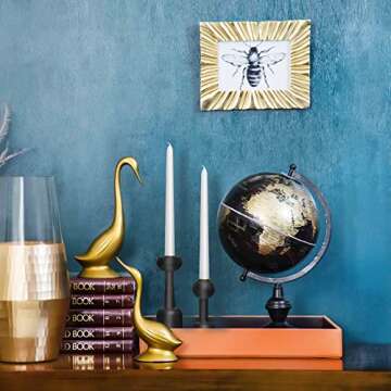 Candle Holder Black Candlestick Holders - Wood Candle Stick Candle Holder Set, Black Modern Candlestick Holders for Dining Table Centerpiece, Tall Taper Candle Holders for Mantel Minimalist Decor