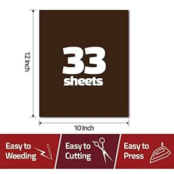 GIO-FLEX PU Heat Transfer Vinyl 10"x12"-33Sheets 33Colors HTV Assorted Bundle/Variety Pack Adhesive Iron-On T-Shirts Compatible with Cricut Silhouette Cameo Heat Press Machine Easy to Weed Cut