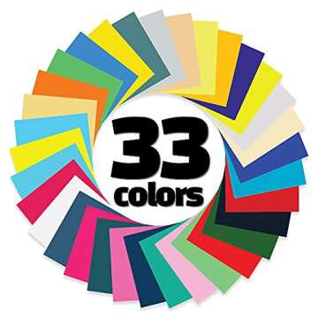 GIO-FLEX PU Heat Transfer Vinyl 10"x12"-33Sheets 33Colors HTV Assorted Bundle/Variety Pack Adhesive Iron-On T-Shirts Compatible with Cricut Silhouette Cameo Heat Press Machine Easy to Weed Cut