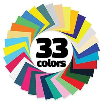 GIO-FLEX PU Heat Transfer Vinyl 10"x12"-33Sheets 33Colors HTV Assorted Bundle/Variety Pack Adhesive Iron-On T-Shirts Compatible with Cricut Silhouette Cameo Heat Press Machine Easy to Weed Cut