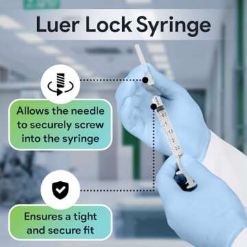 3 ml Syringe without Needle - 5 Pack of Individually Wrapped Disposable Syringes - Good for Medical,...