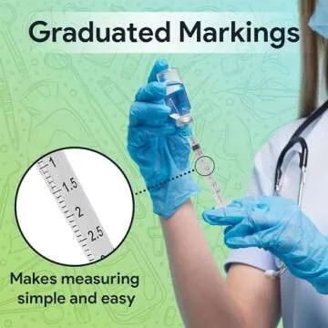 3 ml Syringe without Needle - 5 Pack of Individually Wrapped Disposable Syringes - Good for Medical, Scientific Lab, Home Use, and More - Sterile Luer Lock Syringes