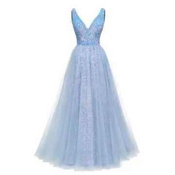 Plus Size Sequin Tulles Long V Neck Prom Dresses Grape Wedding Gowns Formal Evening Dresses,R177