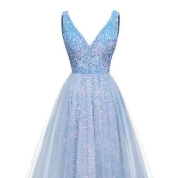 Plus Size Sequin Tulles Long V Neck Prom Dresses Grape Wedding Gowns Formal Evening Dresses,R177