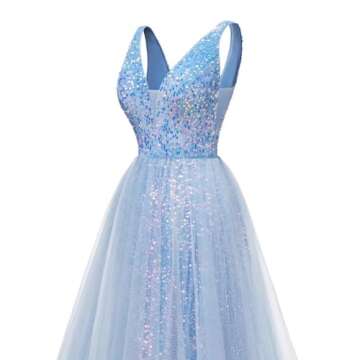 Plus Size Sequin Tulles Long V Neck Prom Dresses Grape Wedding Gowns Formal Evening Dresses,R177