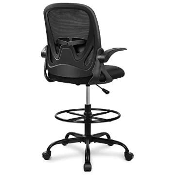 Primy Drafting Chair: Ergonomic Tall Office Chair with Adjustable Footrest and Flip-Up Armrests