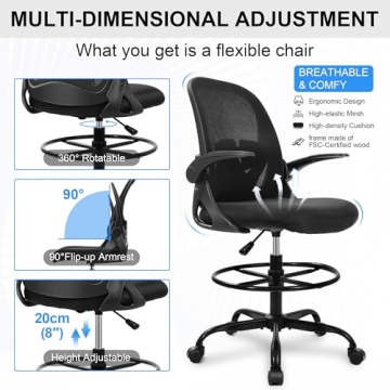 Adjustable Primy Drafting Chair with Footrest & Armrests