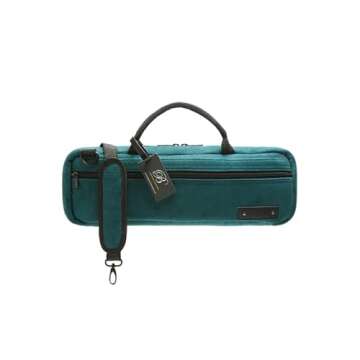Beaumont C-Foot Flute Bag - Handmade Teal Corduroy Case with Accessories Pocket