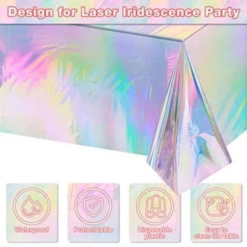 FunnyPars Iridescent Plastic Tablecloths For Stunning Parties