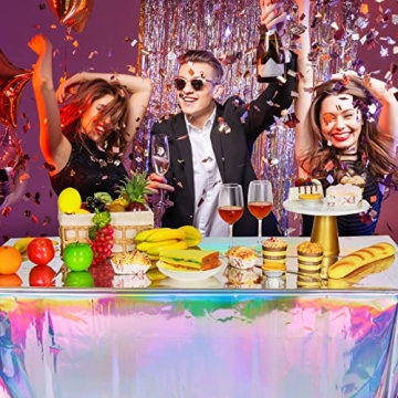 FunnyPars Iridescent Plastic Tablecloths For Stunning Parties