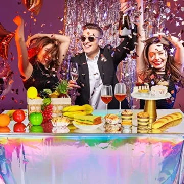 FunnyPars Iridescent Plastic Tablecloths For Stunning Parties