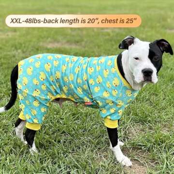 KYEESE Dog Pajamas Yellow Ducks Dog Clothes Dog Body Suits After Surgery Dog Surgery Recovery Suit S...