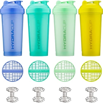 Hydra Cup OG [8 Pack] 28 oz Shaker Bottles for Protein Shakes, Shaker Cups with Ball Blender Whisk, Travel To Go, BPA Free (Bright Colors) (Bright Colors, 8 Pack 28oz)