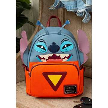 Loungefly Disney Stitch Experiment 626 Faux Leather Womens Double Strap Shoulder Bag Purse