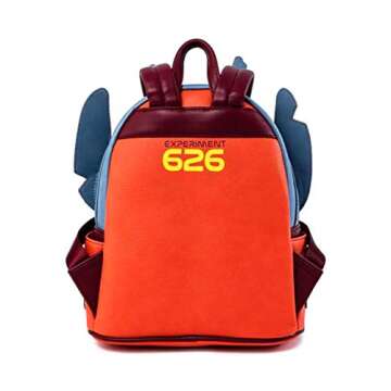 Loungefly Disney Stitch Experiment 626 Faux Leather Womens Double Strap Shoulder Bag Purse