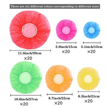 Ruisita 120 Pieces Dish Plate Plastic Wrap Bowl Covers Reusable Elastic Colorful Food Bowl Storage C...