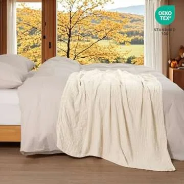 PHF Cooling Muslin Throw Blanket for Hot Sleepers Comfort