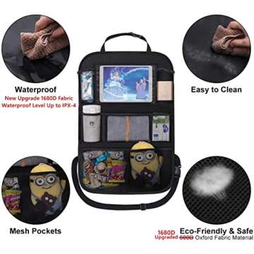 ONE PIX Backseat Car Organizer Mats Back Seat Organizers and Storage Bag with Touch Screen Tablet Ho...