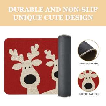 Roszwtit Christmas Elk Door Mat 30 X 17 Inch Merry Christmas Reindeer Red Doormat Indoor Outdoor Entrance Floor Rug Non Slip Winter Christmas Decor Rubber Welcome Mats