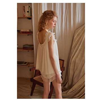 SINGINGQWEEN Women's Vintage 2 Pcs Sleepwear Bridal Wedding Loungewear Pajamas Sets Victorian Nightwear Princess Chemises Nighties (white, medium)