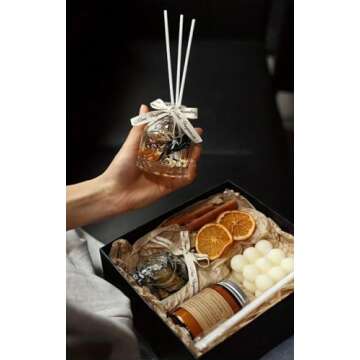 Candles Gift Set. Scented Candle and Aroma Reed Diffuser. Aromatherapy. Candles Set for Thanksgiving...