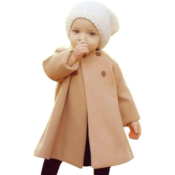 Chic SWNONE Baby Girls Fur-Lined Winter Hooded Coat with Buttons