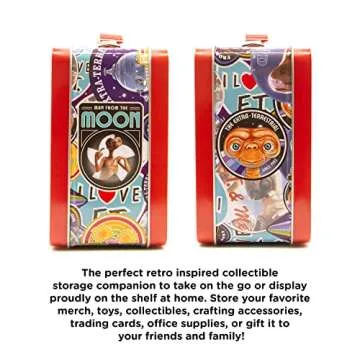 AQUARIUS E.T. Fun Box - Sturdy Tin Storage Box with Plastic Handle & Embossed Front Cover - Officially Licensed E.T. Merchandise & Collectible Gift (48288)