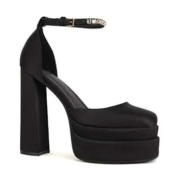 THESHY Platform Chunky High Block Heels for Women Stylish Pumps