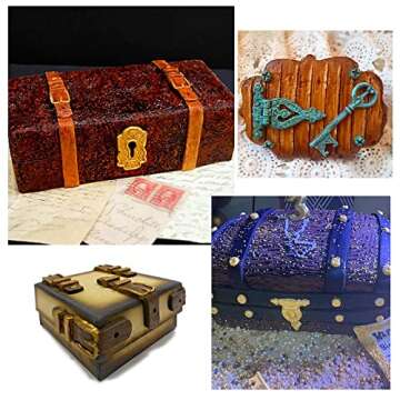 Vintage Keyhole Polymer Clay Molds, Belt Silicone Chocolate Mould, Fondant Mold for Cake of Treasure Decorating, for Children Birthday Cupcake Topper Candy Polymer Epoxy