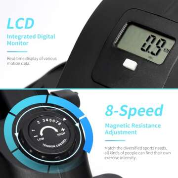 KYY Under Desk Elliptical, Magnetic Portable Ellipse Leg Exerciser, Stair Stepper, Under Desk Bike Pedal Exerciser, Mini Elliptical Machines for Home Use, Exerciser for Seniors, Black