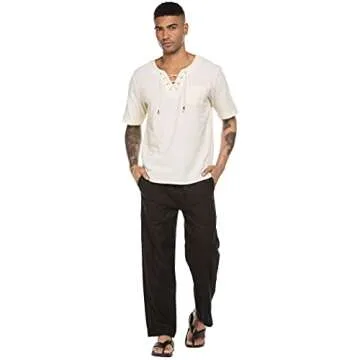 Comfortable COOFANDY Men's Linen Beach Pants