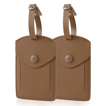 Kevancho Leather Smart Luggage Tags - Stylish Travel Tags Set of 2 with Privacy Cover