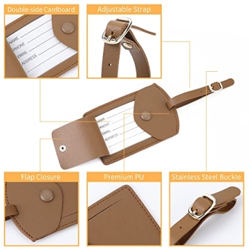 Durable Kevancho Leather Luggage Tags Set of 2 for Travelers