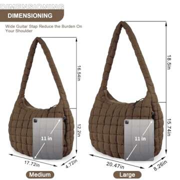 Quilted Puffer Tote Bag for Women,Large Puffy Crossbody Shoulder Bag Lightweight Nylon Hobo Bag with...