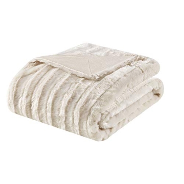 Madison Park Duke Luxury Long Faux Fur Throw Ivory 50*60 Premium Soft Cozy Brushed Long Faux Fur For...