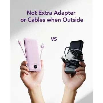 VEGER Portable Charger for iPhone Built in Cables and Wall Plug, 10000mah Slim Fast Charging USB C Power Bank, Travel Essential Battery Pack Compatible with iPhones, iPad, Samsung More Devices(Purple)