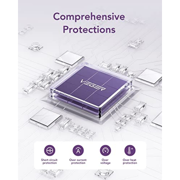 VEGER Portable Charger for iPhone Built in Cables and Wall Plug, 10000mah Slim Fast Charging USB C Power Bank, Travel Essential Battery Pack Compatible with iPhones, iPad, Samsung More Devices(Purple)