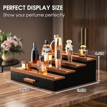 4 Tier Wooden Cologne Organizer for Men - Black Walnut