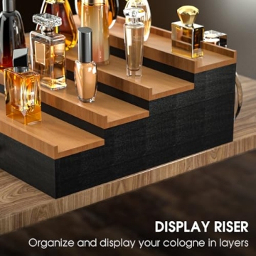 4 Tier Wooden Cologne Organizer for Men - Black Walnut