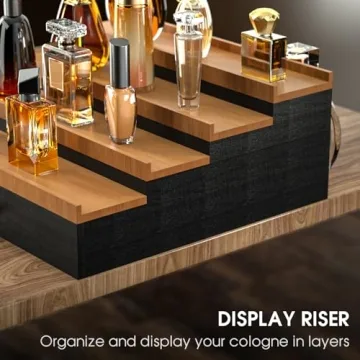 4 Tier Wooden Cologne Organizer for Men - Black Walnut