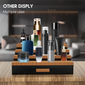 4 Tier Wooden Cologne Organizer for Men - Black Walnut